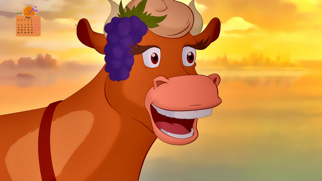 Обои картинки фото календари, кино,  мультфильмы, корова, взгляд, 2018