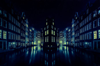 Картинка города амстердам+ нидерланды amsterdam город ночь
