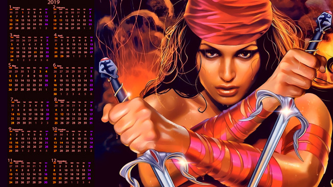 Обои картинки фото календари, фэнтези, оружие, девушка
