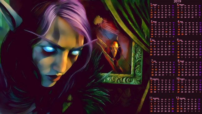 Обои картинки фото календари, фэнтези, существо, лицо, зеркало