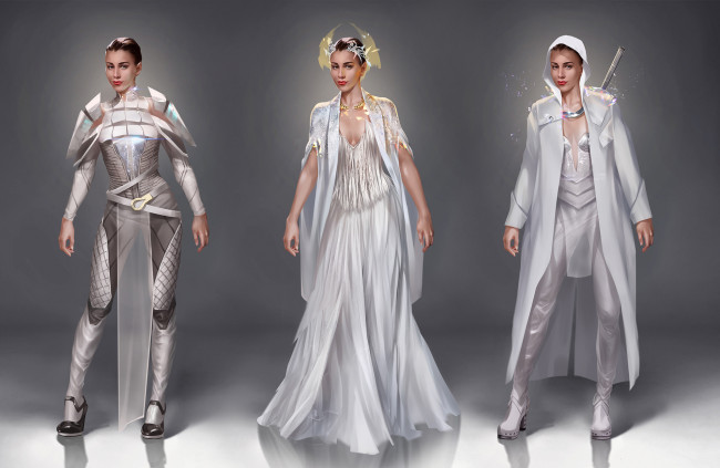 Обои картинки фото фэнтези, девушки, девушка, фон, взгляд, униформа