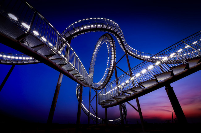 Обои картинки фото разное, карусели,  качели,  аттракционы, germany, горки, парк, ночь
