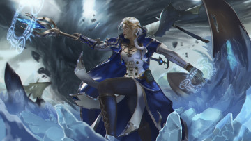 Картинка видео+игры world+of+warcraft девушка jaina proudmoore магия посох униформа фон