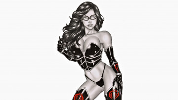 Картинка carlos+braga рисованное девушка фон корсет униформа очки