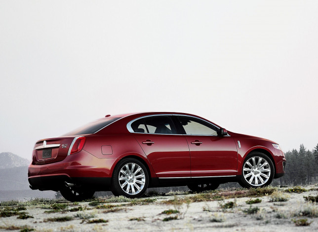 Обои картинки фото автомобили, lincoln, линкольн, красный, снег