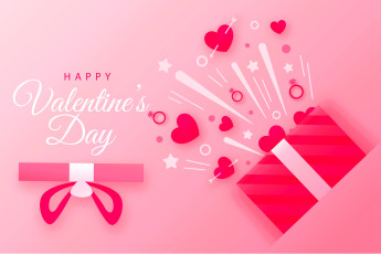 обоя праздничные, день святого валентина,  сердечки,  любовь, коробки, взрыв, сердечки