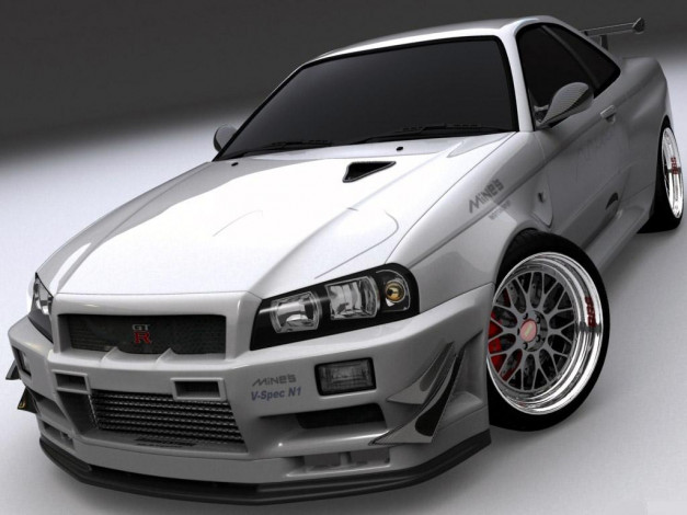 Обои картинки фото nissan, sky, line, gt, автомобили, 3д