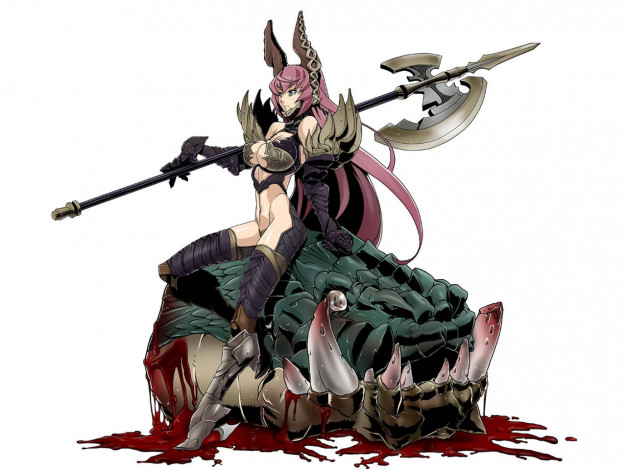 Обои картинки фото аниме, weapon, blood, technology