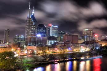 Картинка nashville tennessee города огни ночного набережная здания ночной город