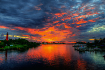 Картинка природа маяки море залив пристань тучи маяк