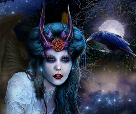 Картинка фэнтези фотоарт ворон рога