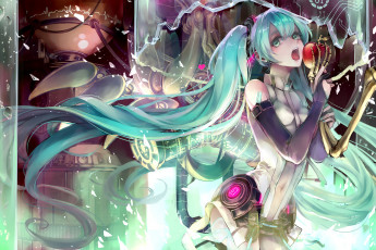 Картинка vocaloid аниме upscale арт hatsune miku append xoxo hina девушка