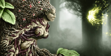 Картинка фэнтези существа листья