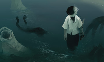 Картинка аниме mononoke арт empty парень маска вода руки