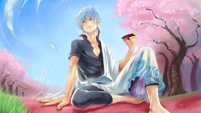 Обои картинки фото аниме, gintama, парень, гинтоки, саката, sakata, gintoki, арт