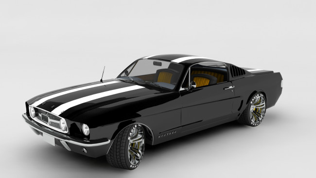 Обои картинки фото автомобили, 3д, mustang, fastback