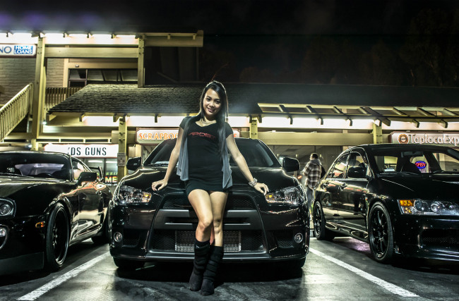 Обои картинки фото автомобили, авто с девушками, lancer