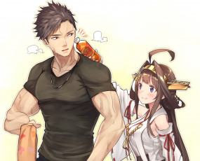 Картинка аниме kantai+collection kancolle kongou kantai collection baffu