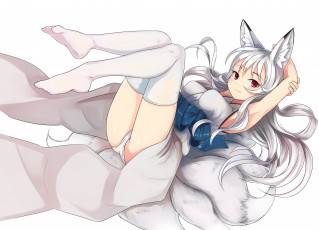 Картинка аниме животные +существа девушка