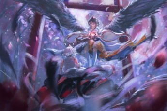 Картинка аниме touhou inubashiri momiji shameimaru aya song ren