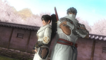 обоя 3д графика, аниме , anime, девушка, взгляд, фон, оружие, ниндзя