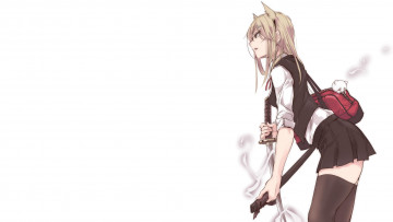 Картинка аниме оружие +техника +технологии девушка меч touma kisa