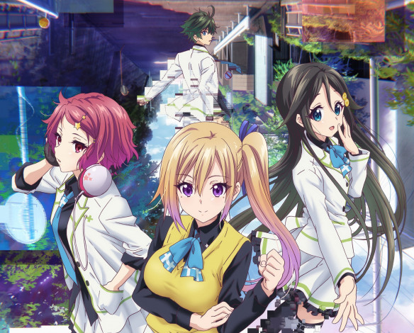 Обои картинки фото аниме, musaigen no phantom world, парень, девушки