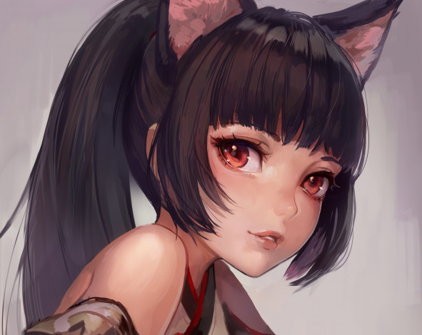 Обои картинки фото tera online, аниме, unknown,  другое, фон, взгляд, девушка