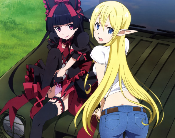 Обои картинки фото аниме, gate, девушки, врата