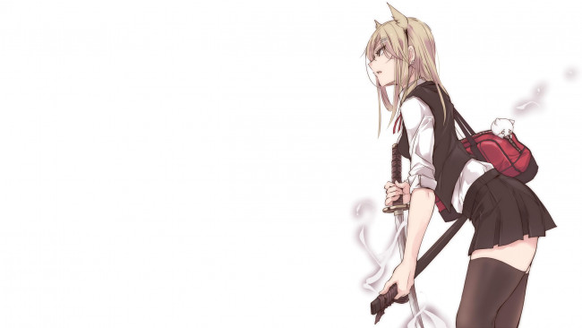 Обои картинки фото аниме, оружие,  техника,  технологии, девушка, меч, touma, kisa