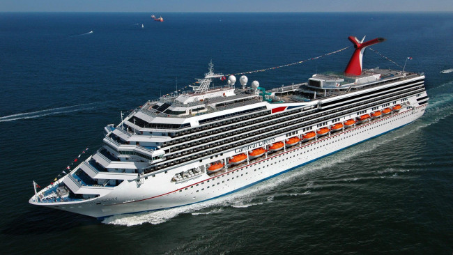 Обои картинки фото корабли, лайнеры, теплоход, круиз, плавание, море, флажки