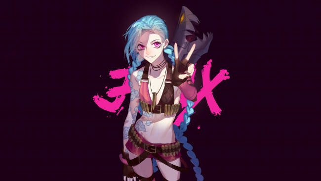 Обои картинки фото видео игры, league of legends, jinx, арт, девушка