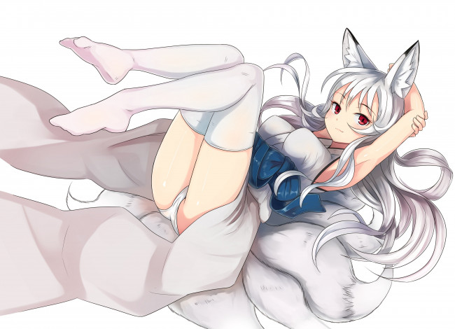 Обои картинки фото аниме, животные,  существа, девушка