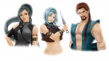 Картинка рисованное комиксы кинжал мужчина девушки фон взгляд