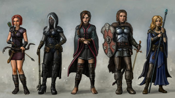 Картинка рисованное комиксы девушки эльф оружие взгляд фон