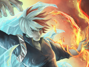 Картинка аниме boku+no+hero+academia тодороки шото