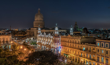 Картинка города гавана+ куба гавана old havana ночь огни