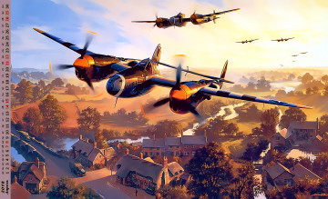 Картинка календари рисованные +векторная+графика полет самолет