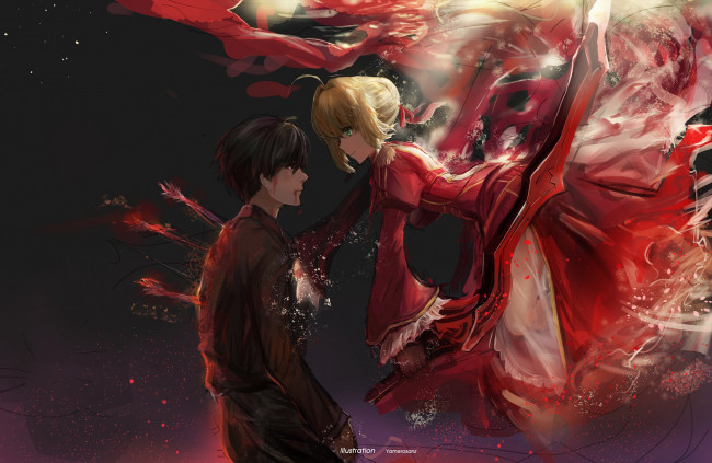 Обои картинки фото аниме, fate, stay night, сейбер, парень