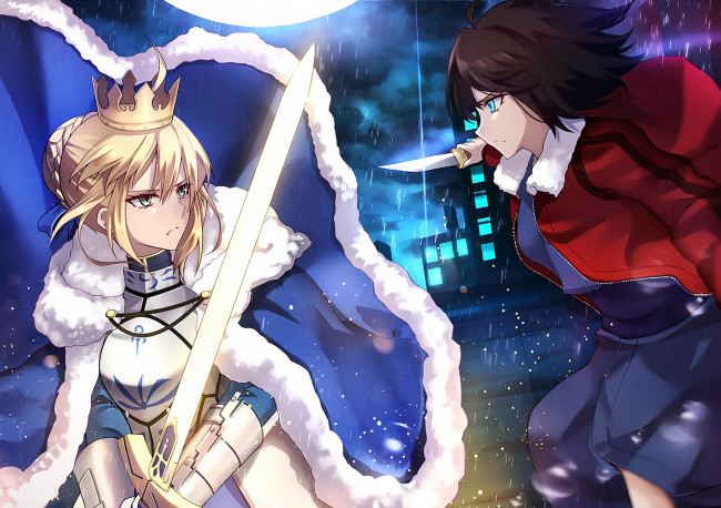 Обои картинки фото аниме, fate, stay night, девушки