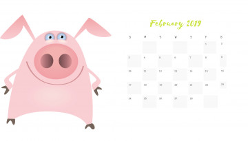 Картинка календари рисованные +векторная+графика свинья поросенок