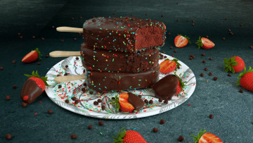 Картинка еда мороженое +десерты клубника щоколадное