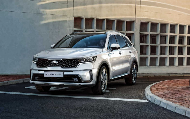 Обои картинки фото 2021 kia sorento, автомобили, kia, sorento, вид, спереди, внешний, белый, внедорожник, новый, люкс, корейские