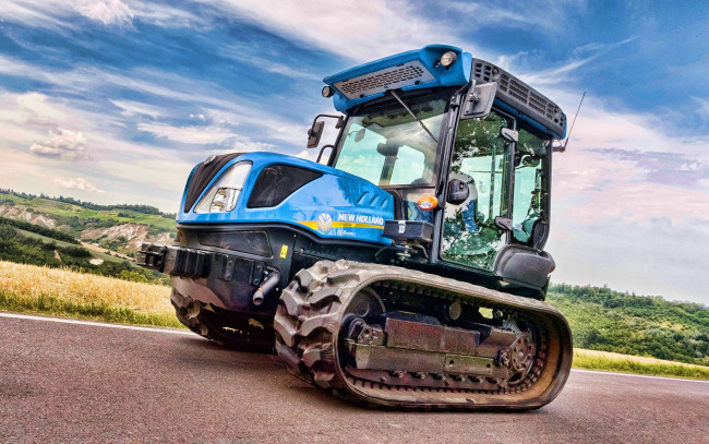 Обои картинки фото new holland tk4-100m, техника, тракторы на гусенецах, new, holland, tk4-100m, 4k, гусеничный, трактор, тракторы, 2020, года, сельхозтехника, уборка, урожая