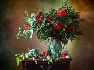 обоя еда, рябина, букет, ягоды