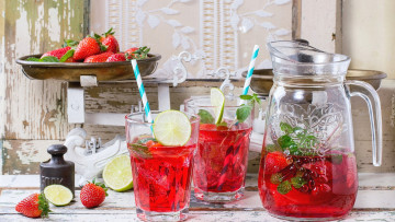 Картинка еда напитки +коктейль коктейль лимон клубника