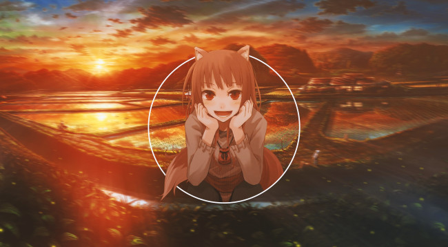 Обои картинки фото аниме, spice and wolf, волчица, и, пряности