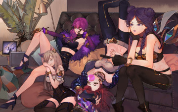 Картинка видео+игры league+of+legends kda девушки диван