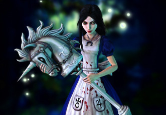 Картинка видео+игры alice +madness+returns алиса кровь лошадка
