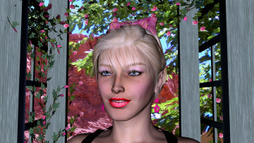 Картинка 3д графика people люди девушка цветы